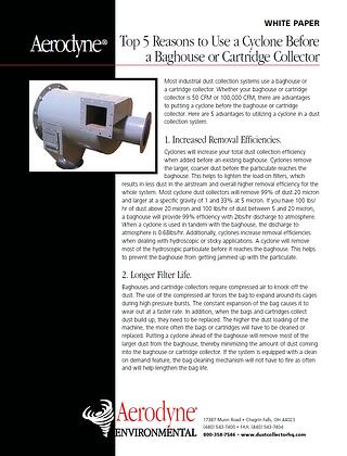 Top 5 reasons to place GPC infront of baghouse or cartridge filter